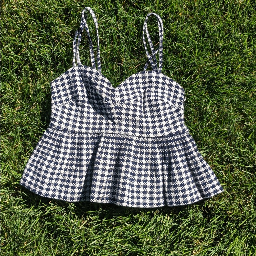 Topshop Peplum Gingham Blouse